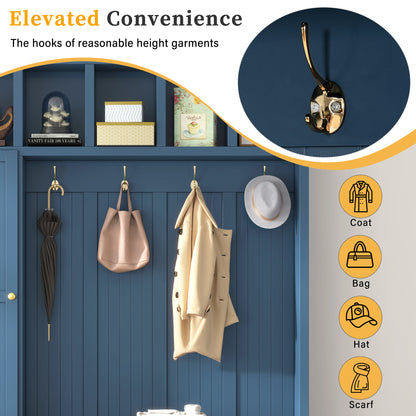 U-Can Entryway Hall Tree with Coat Hooks, Shoe Bench & Drawer Storage Cabinet image 7