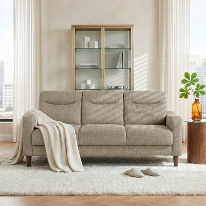 Contemporary Brown Sofa Chenille Fabric Upholstery Foam Comfort Solid Wood Living Room Furniture 1pc image 9
