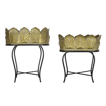Set of 2 Metal Planter With Iron Legs Stand, L:27.2x19x32.3" S:23.5x16x26.5" image 3