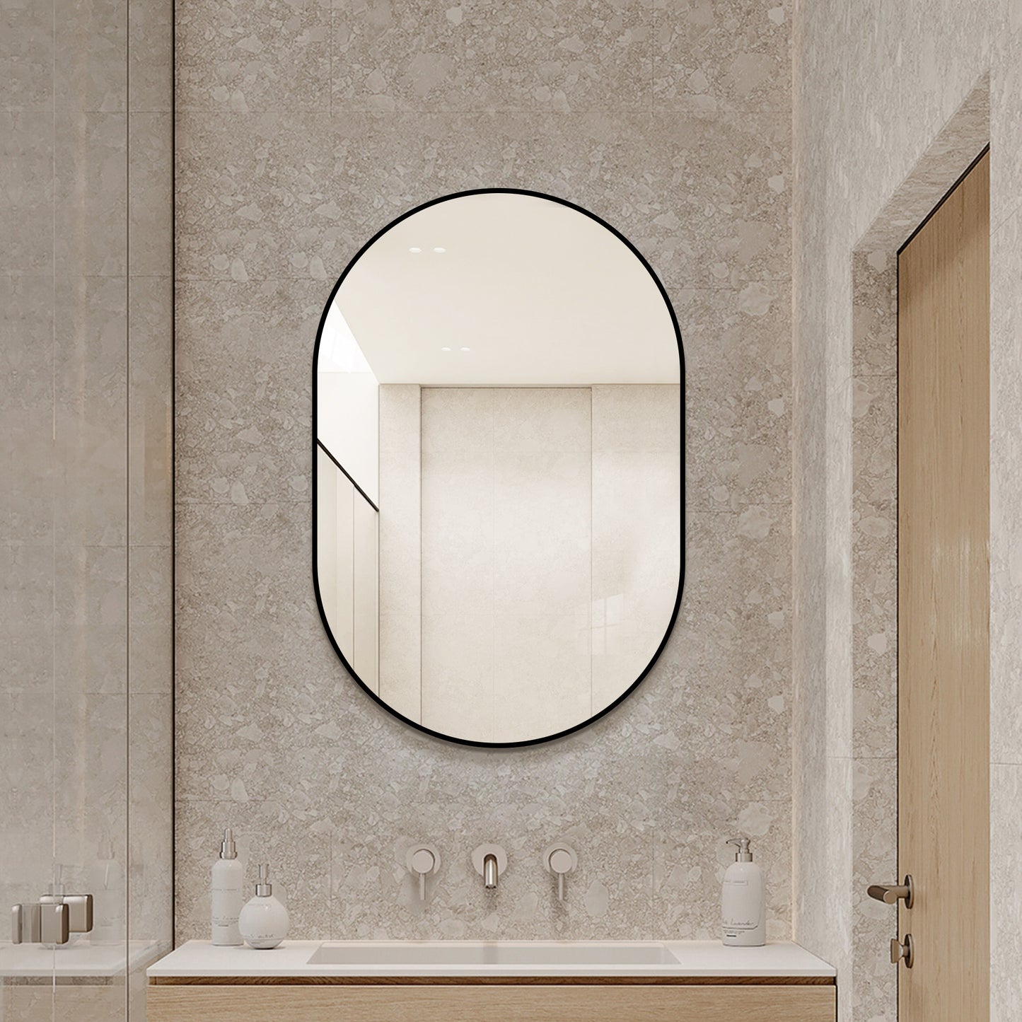 36x24 Inch Black Bathroom Vanity Mirror Wall Mounted, Framed Wall Mirror for Bathroom, Vertical or Horizontal Hanging, Modern HD Mirror for Bedroom, Entryway image 3