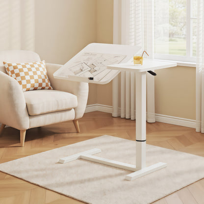 (UPGRADED) Overbed Bedside Desk, Mobile Rolling Laptop Stand Tilting Overbed Table with Wheels, Height Adjustable Tray Bedside Table for Laptop Bed Sofa, WHITE image 11