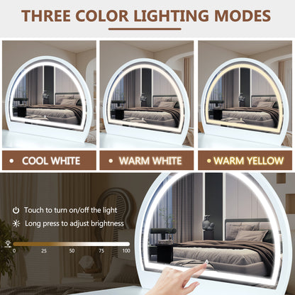 39" Makeup Vanity Table with Mirror Touch Screen Lighted Mirror, Dressing Table with Drawer for Bedroom, White image 3