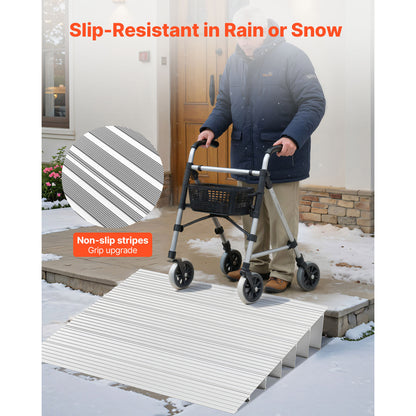 Door Threshold Ramp, 6 inch Rise, Aluminum Alloy Threshold Ramp Rated 800 lbs Load Capacity, Handicap Ramps for Home Steps for Wheelchair, Scooters, Power Chairs, Walkers, Bicycle, Tricycle image 7