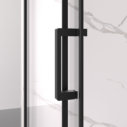 56-60" W x 74" H Semi-Frameless Sliding Shower Door, 1/4" (6mm) Clear SGCC Tempered Glass, Matte Black Finished, Adjustable Width – No Cutting Required image 11