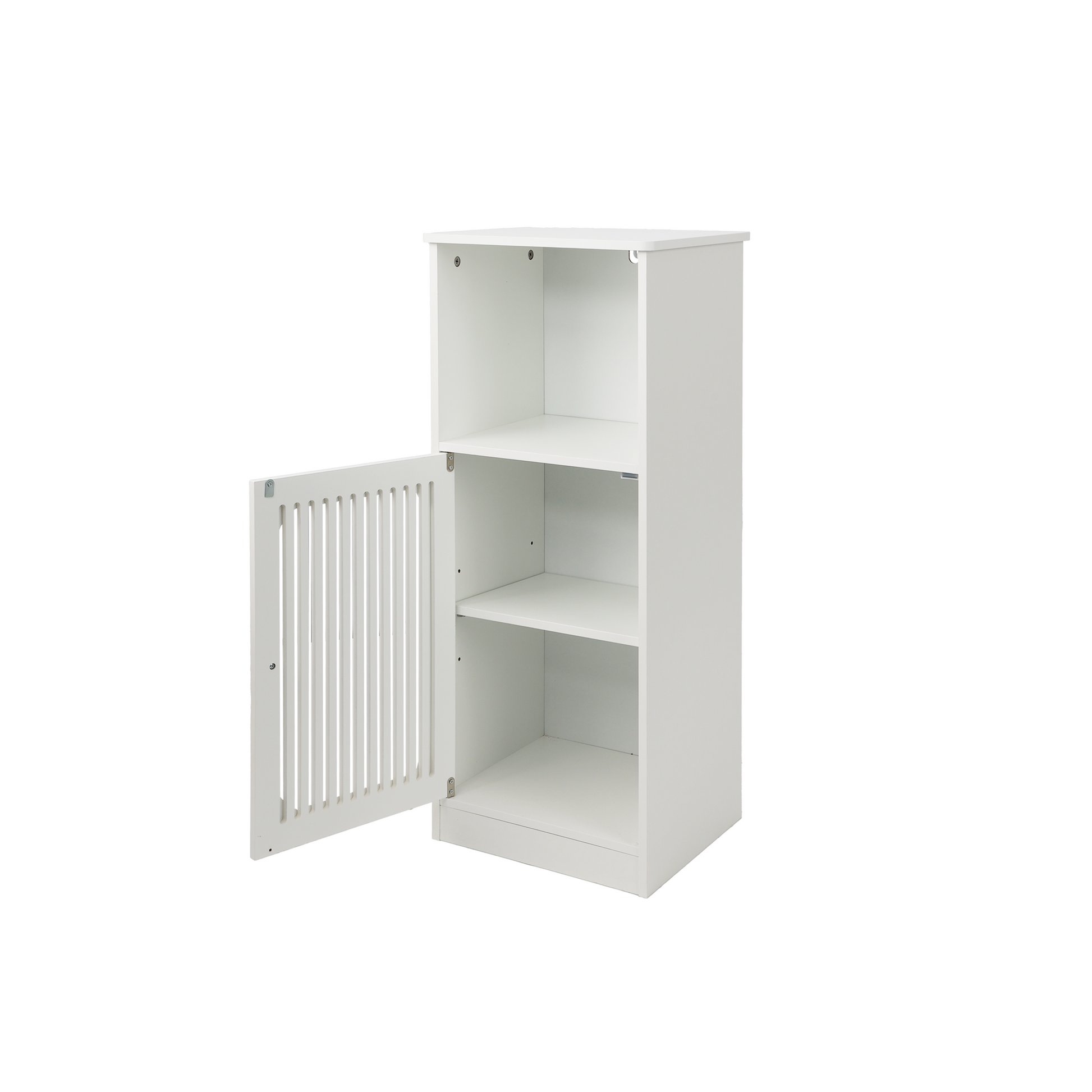 Bathroom low cabinet, louvered door floor-standing bathroom storage cabinet, multi-layer bathroom storage cabinet, white image 12