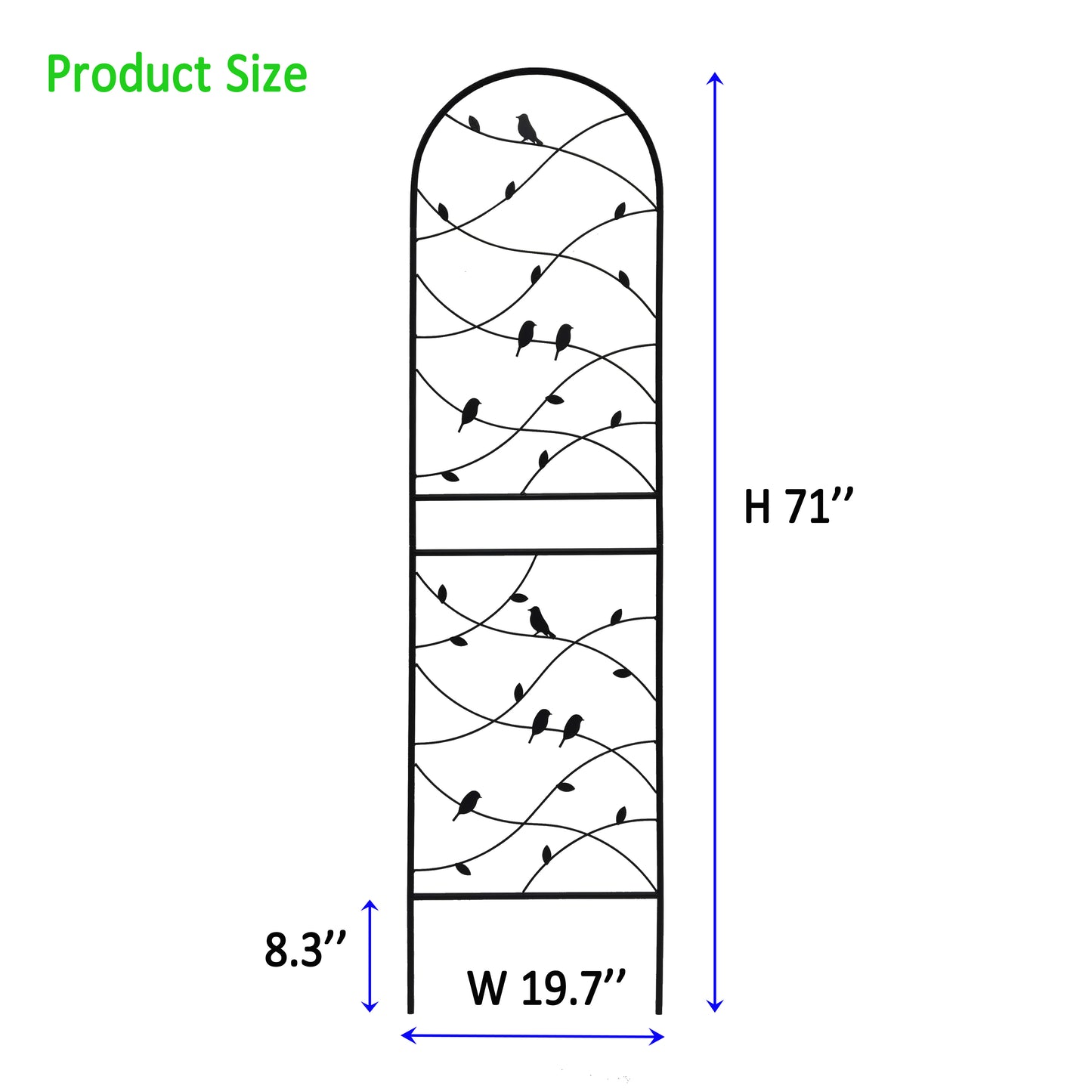4 Pack Metal Garden Trellis 71" x 19.7" Rustproof Trellis for Climbing Plants Outdoor Flower Support Bird Deco Black image 2