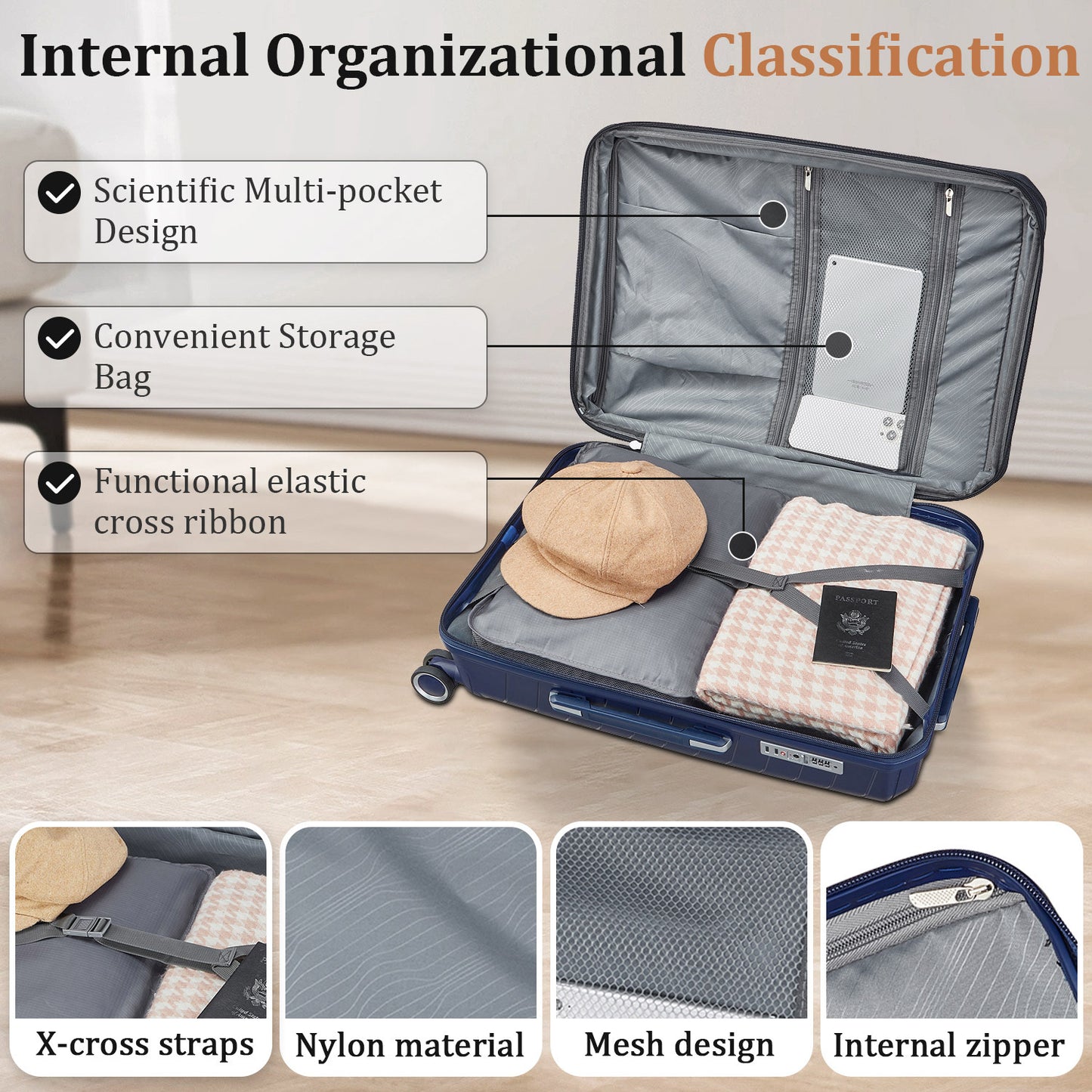 Luggage Sets 4 Piece(14/20/24/28), Expandable Lightweight Suitcase with 4 Double 360 Degrees Mute Spinner Wheels PP Materials Durable TSA Lock Travel Luggage image 5