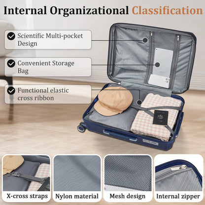 Luggage Sets 4 Piece(14/20/24/28), Expandable Lightweight Suitcase with 4 Double 360 Degrees Mute Spinner Wheels PP Materials Durable TSA Lock Travel Luggage image 5