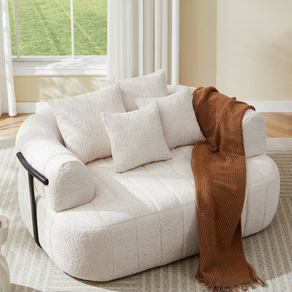 64" Oversized Boneless Chair Chaise Lounge Indoor with Metal Support, Upholstered Boucle Deep Seat Single Cloud Sofa Chair, Cozy Comfy Sofa Bed for Living Room & Bedroom image 7