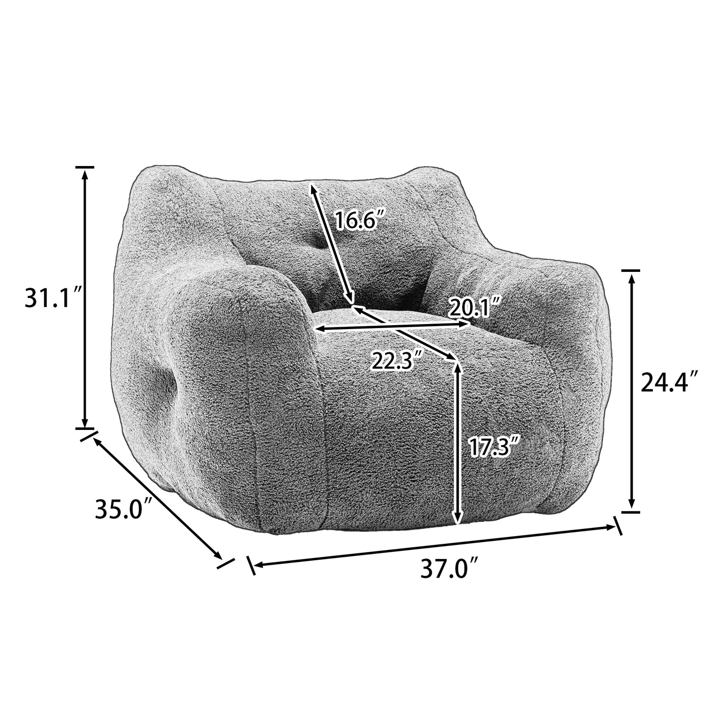 Bean Bag Chair, Bean Bag Sofa Chair with Armrests Stuffed High-Density Foam, Lazy Sofa Comfy Chairs BeanBag Chair for Adults in Living Room,Bedroom Reading image 5