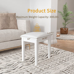 Vanity Stool Makeup Bench Dressing Stool with Cushion and Solid Legs,White