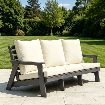 HIPS 3 Seater Sofa with Cushion, Outdoor Garden Sofa, Sofa Set for Porch, Poolside, Terrace, and Yard Grey/Beige image 1
