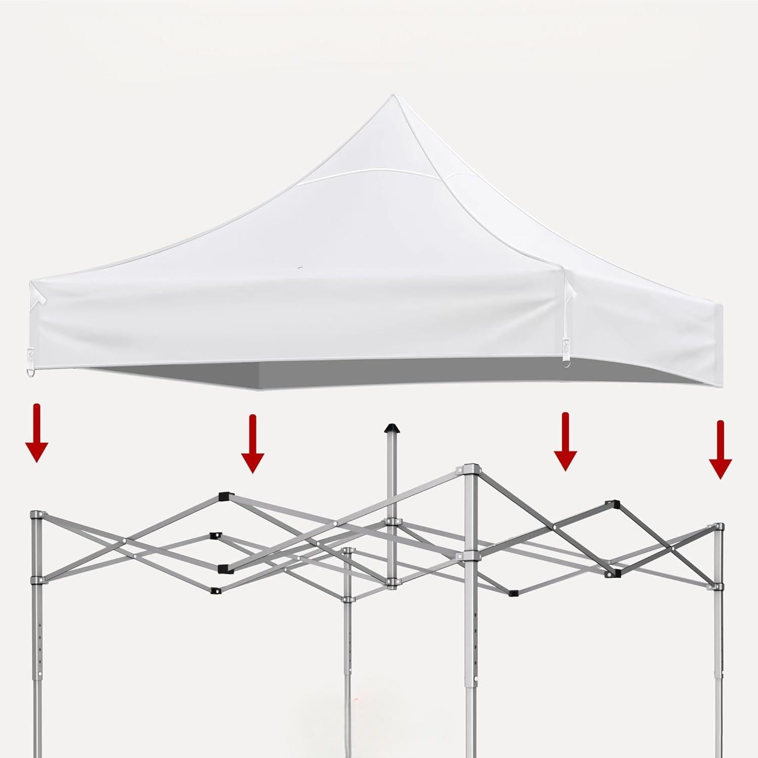 10x10 Canopy Replacement Top for Pop Up Canopy Tent and 4PC Pack Canopy Weight Bag(only cover and 4pcs sandbag not include frame) White image 2