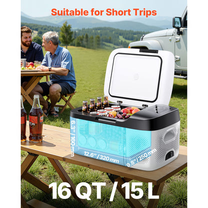 Car Refrigerator, DC 12/24V AC100-240V Compressor Electric Cooler, -4°F to 68°F Car Fridge with APP Control, 16 QT Cars Freezer for RVs, Campsites, Boats, Camping, Fishing, 60W Portable Freezer image 2