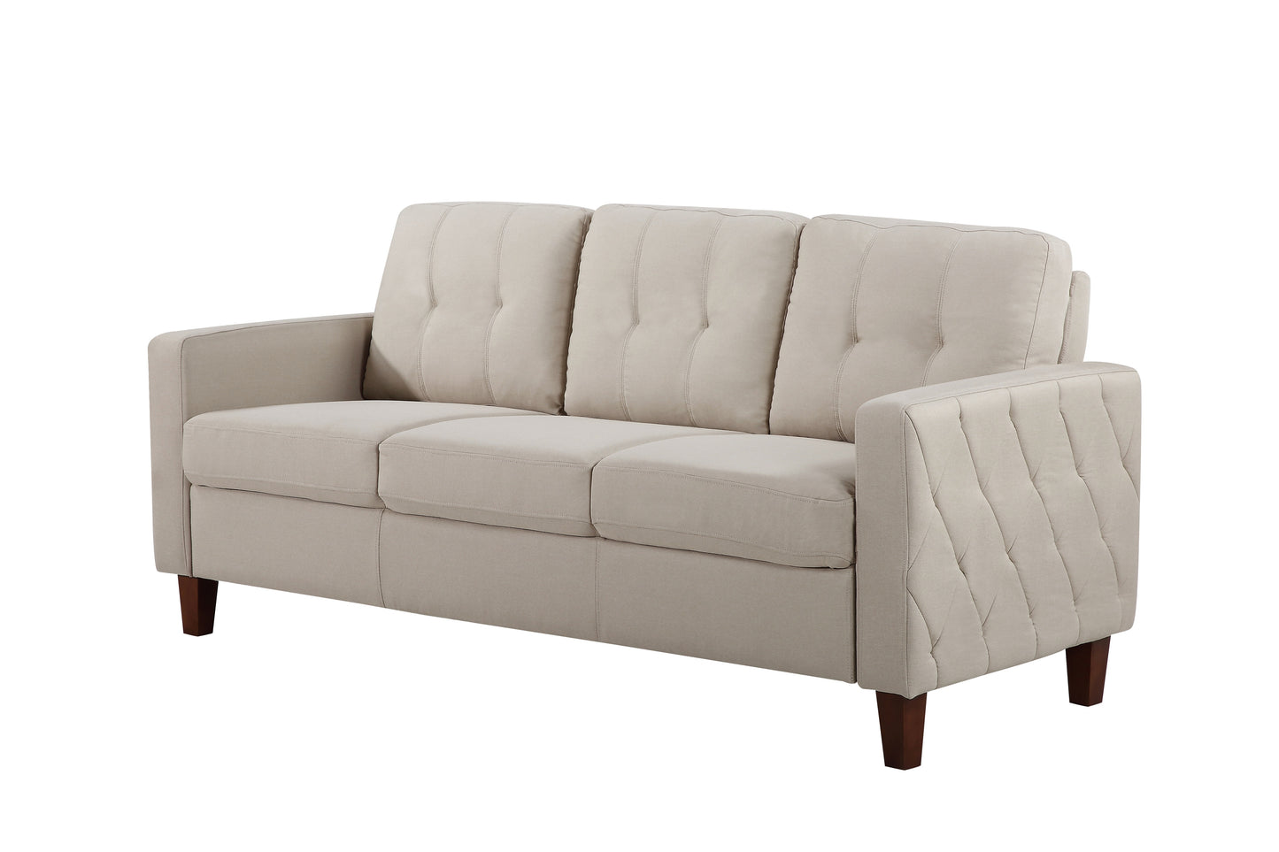 Piped Trim Square Arm Button Tufted Upholstered Accent Chair, Polyester Fabric Single Sofa Chair for Living Room image 9