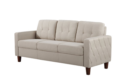 Piped Trim Square Arm Button Tufted Upholstered Accent Chair, Polyester Fabric Single Sofa Chair for Living Room image 9