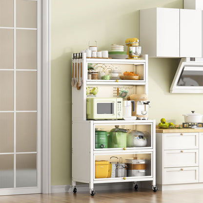 65'' Tall Kitchen Bakers Rack with Flip Door Cabinet, 5 Tier Multifunctional Microwave Stand Buffet, Coffee Bar, Kitchen image 2
