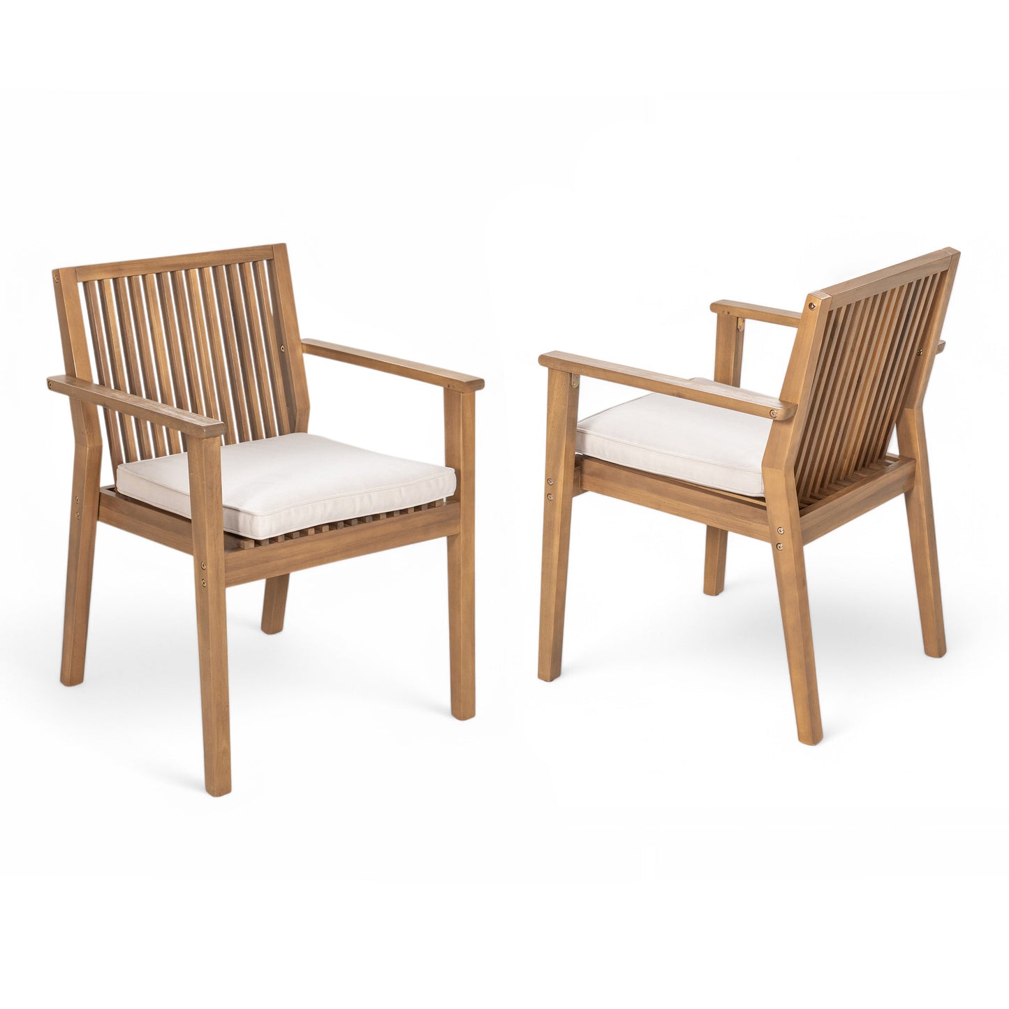 Patio Dining Chair Set of 2 - Sturdy Acacia Wood, Comfortable Waterproof Seating, 400 lbs Capacity, Brown Color Frame image 4