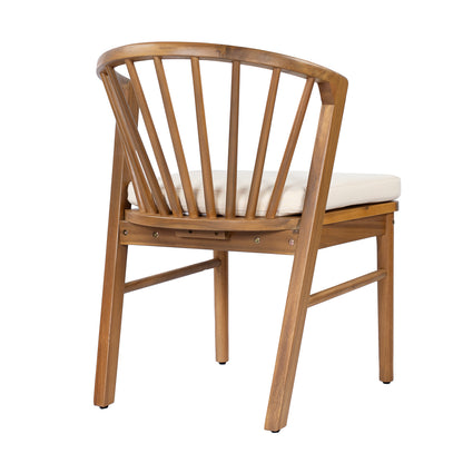 Outdoor Dining Chairs Set of 2, Acacia Wood Patio Chairs with Cream Washable Cushion,for Backyard, Poolside, Garden,Teak image 11