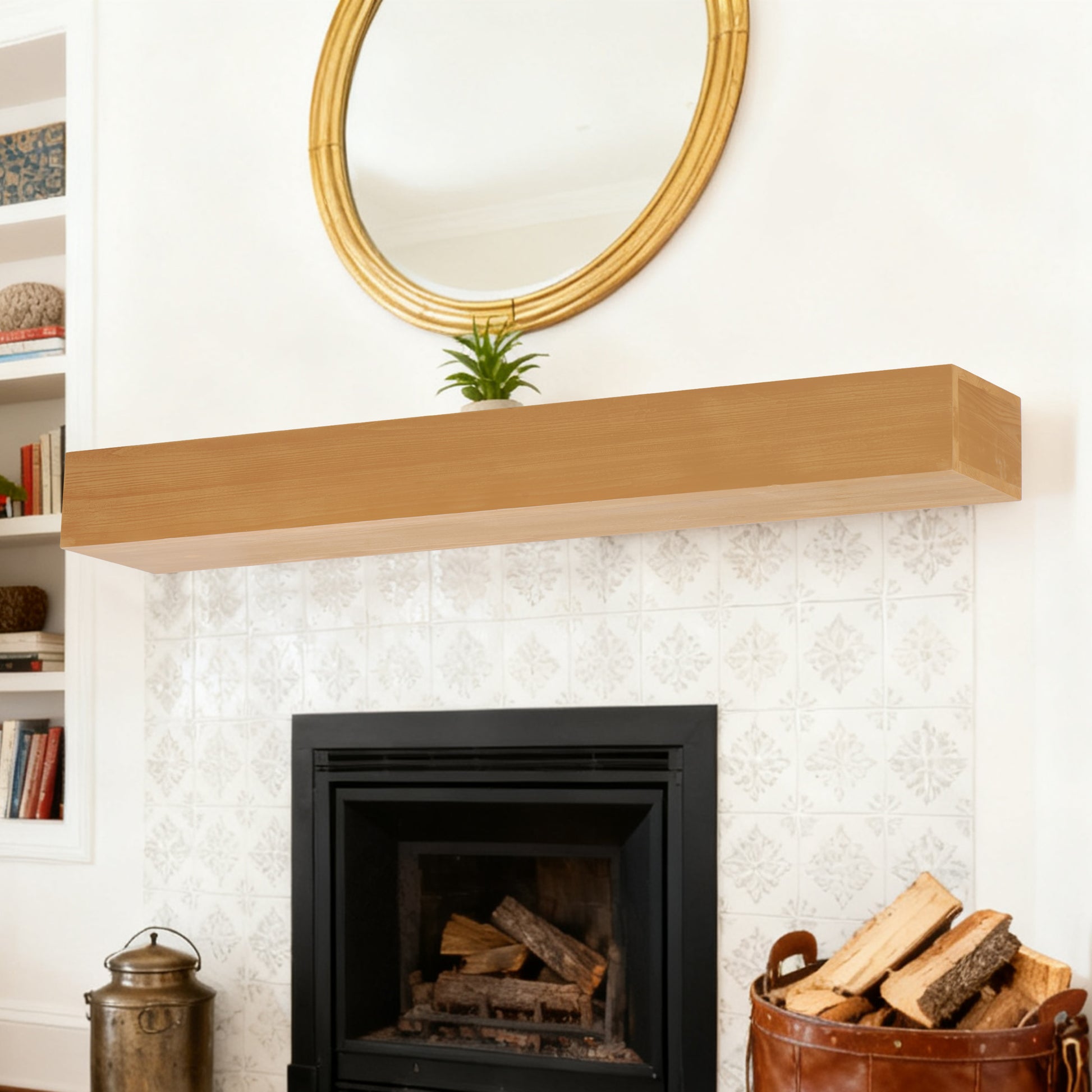 60'' Fireplace Mantel Fir Wood Wall-Mounted & Floating Shelf for Home Decor with Flat Surface image 12