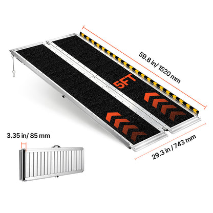 Portable Wheelchair Ramp, 5FT, Non-Slip Aluminum Folding Handicap Ramp for Wheelchair, 800 lbs Capacity, Door Threshold Ramps for Home Steps, Stairs, Entry, Threshold, Doorways, Scooter, Curbs image 11