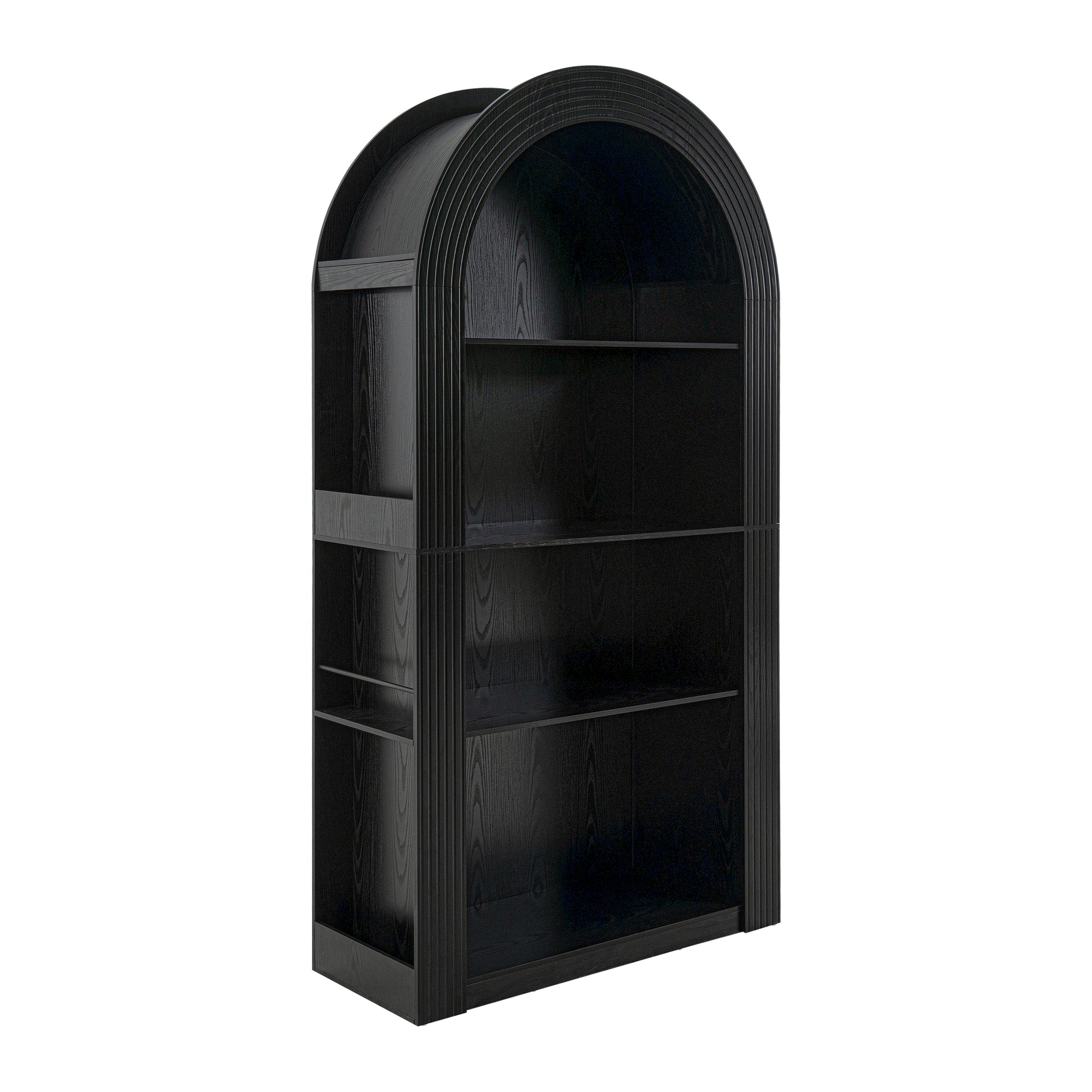78.74" Tall Arched Bookcase, Mid Century Modern 4-Tier Arched Storage Bookcase with Open Display Storage Shelf for Dining Room, Living Room,Bedroom (Black) image 6