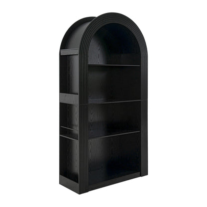 78.74" Tall Arched Bookcase, Mid Century Modern 4-Tier Arched Storage Bookcase with Open Display Storage Shelf for Dining Room, Living Room,Bedroom (Black) image 6