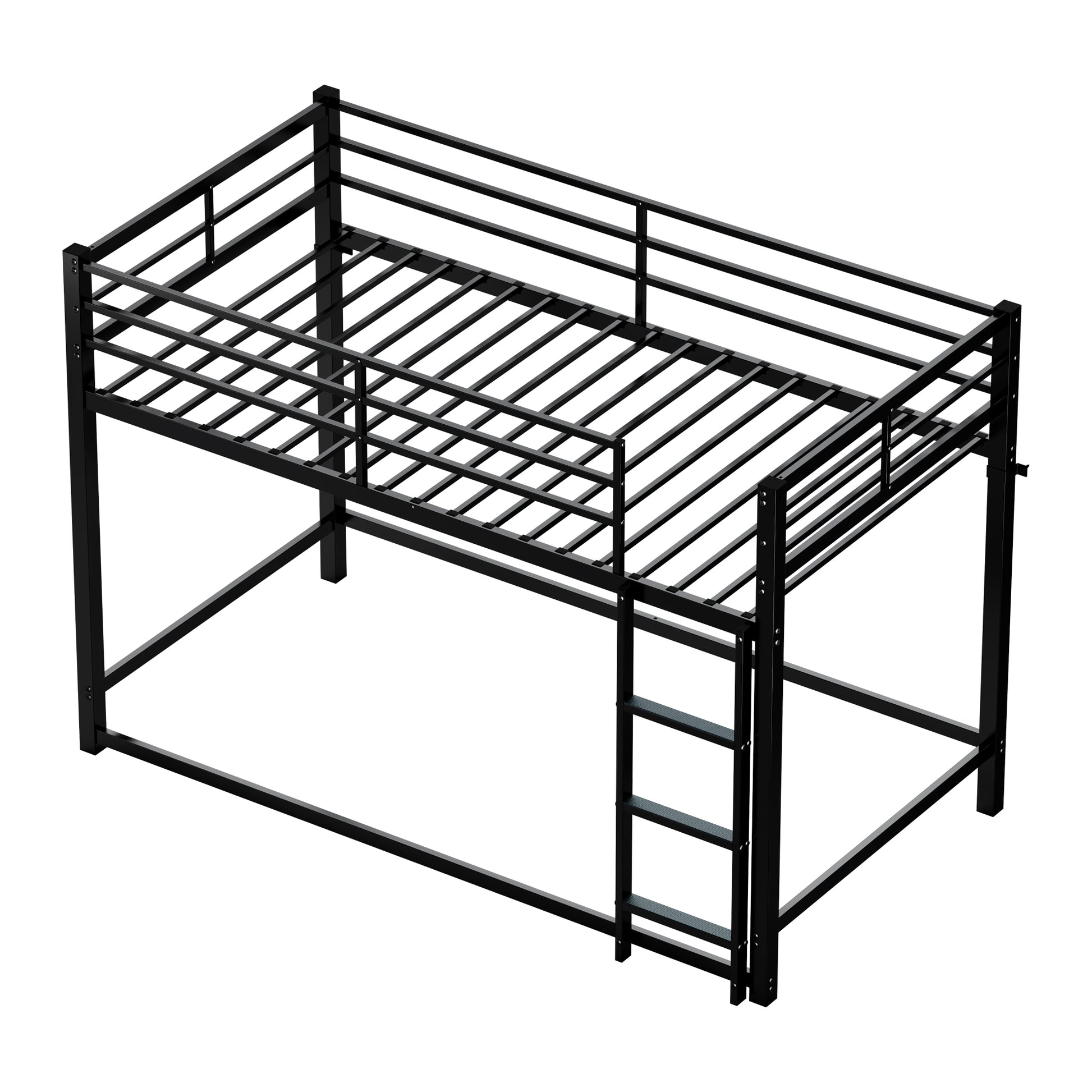 Bunk Bed with Ladder and high Guardrail Metal Bunk Bed, Storage Space, Noise Free,Twin Over Twin Size,BLACK image 10