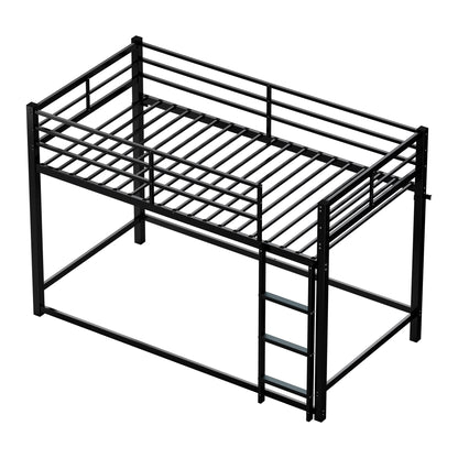 Bunk Bed with Ladder and high Guardrail Metal Bunk Bed, Storage Space, Noise Free,Twin Over Twin Size,BLACK image 10