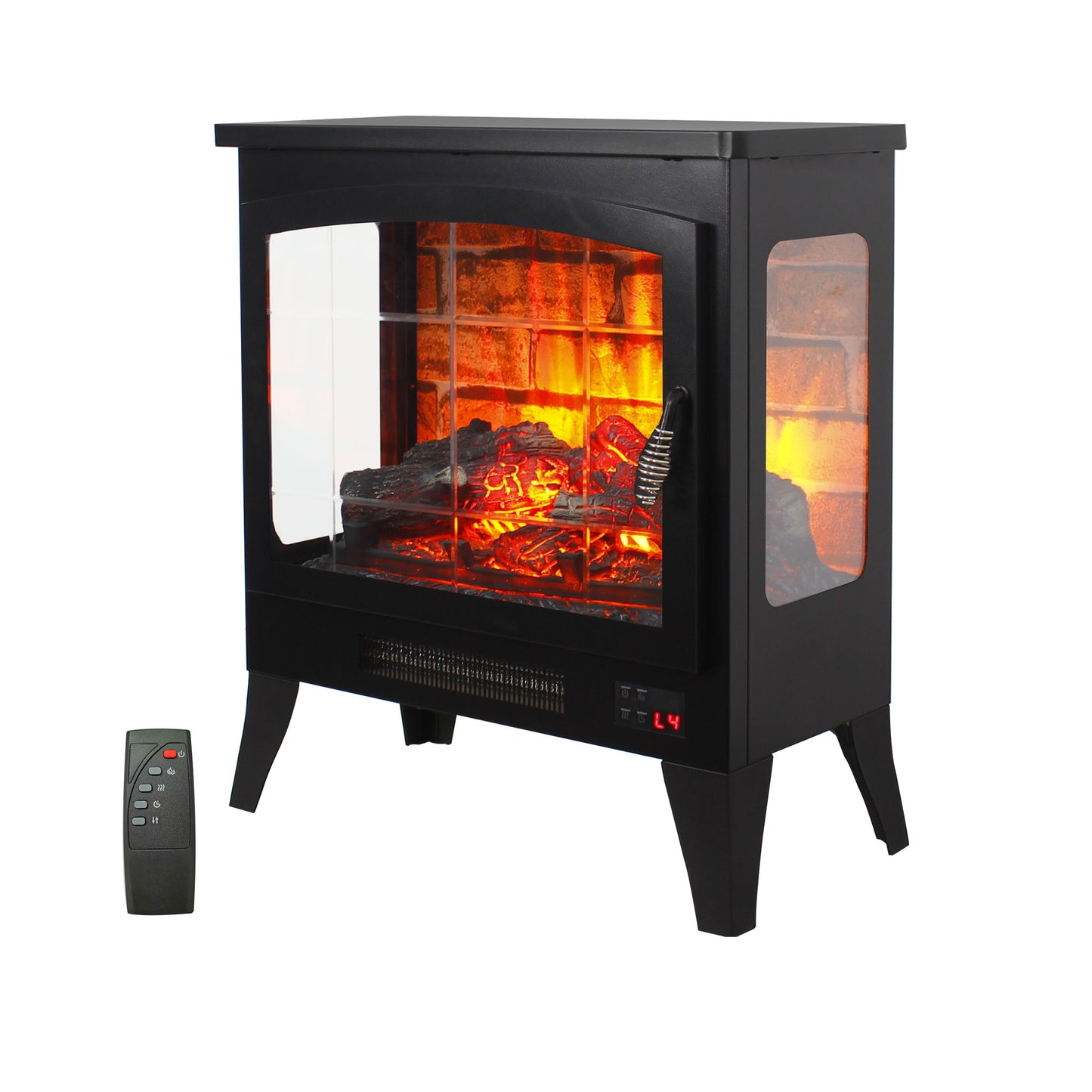 21 inchThree-sided Freestanding Electric Fireplace Stove heater with 3D Flame effect with remote control image 1