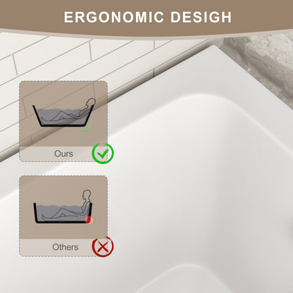 66-inch Acrylic Built-in Soaking Tub - Glossy White, Built-in Design, Chrome Hand-Twist Drain with Left/Right Installation Option image 6