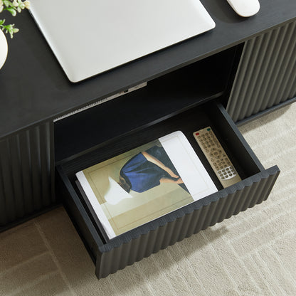 46.5"modern luxury oval coffee table with drawers and storage compartments, curved contour design, living room center coffee table, suitable for living rooms and offices, Black, 46.5"L*27.2"W*17.7"H image 11