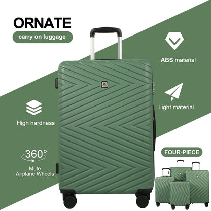 luggage 4-piece ABS lightweight suitcase with rotating wheels, 24 inch and 28 inch with TSA lock, (16/20/24/28) GREEN image 3
