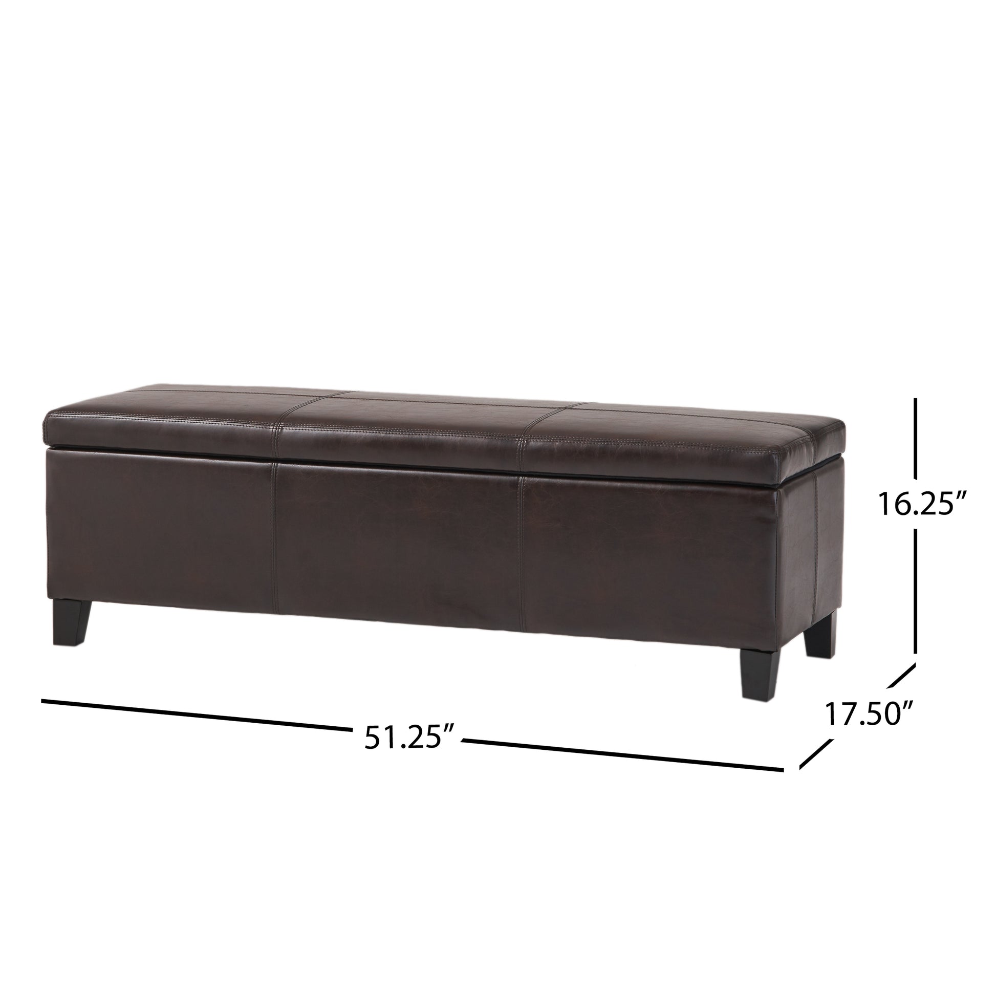 Upholstered PU Leather Storage Ottoman, Solid Wooden Legs (old sku 57742.00BRN) image 4
