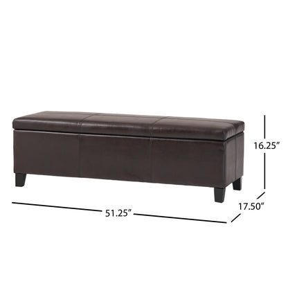 Upholstered PU Leather Storage Ottoman, Solid Wooden Legs (old sku 57742.00BRN) image 4