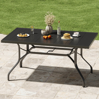 Outdoor Dining Table 60"x35", Rectangle Patio Dining Table with 1.57" Umbrella Hole, Outdoor Metal Furniture for Patio, Graden, Backyard and Poolside, Weather-Resistant image 3