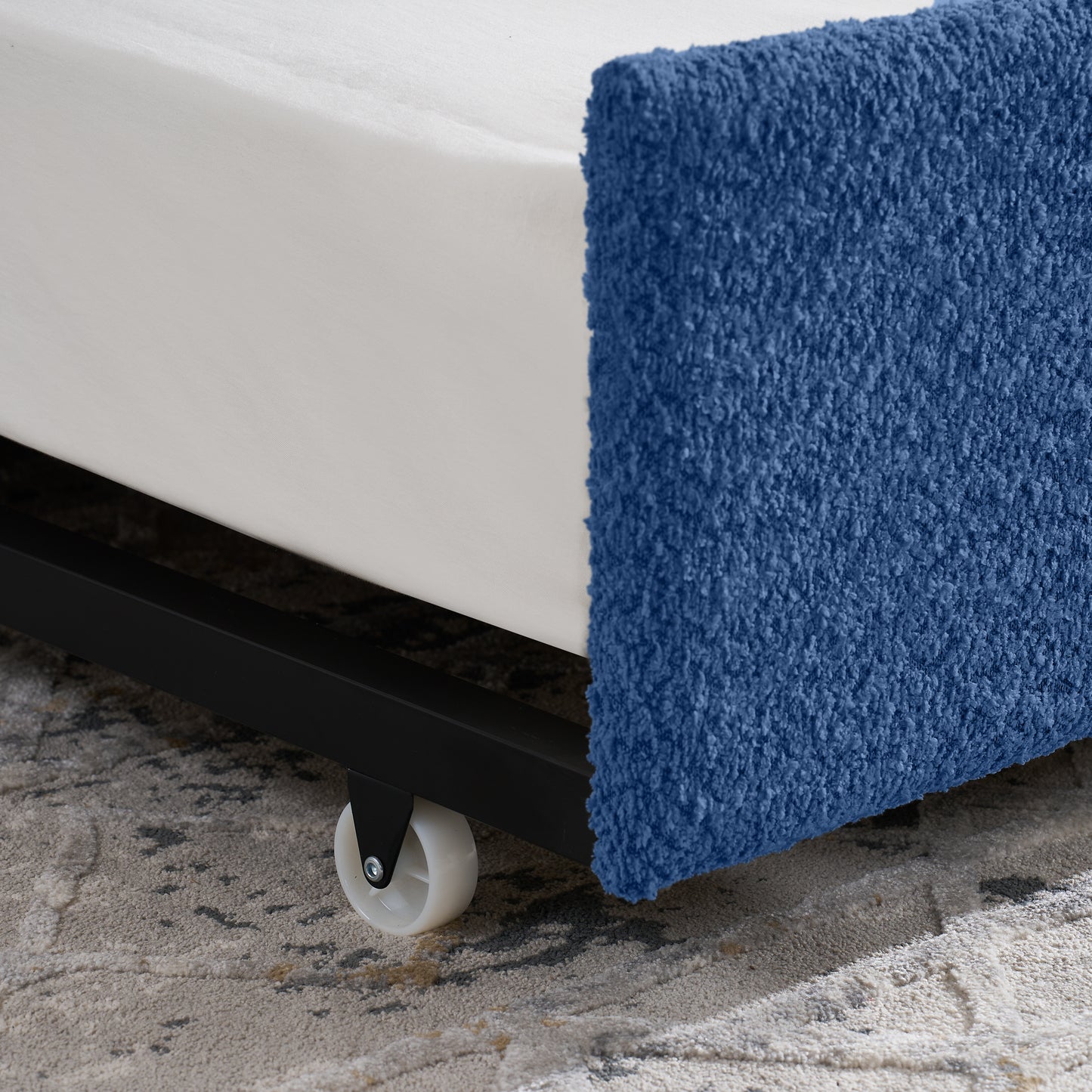 Daybed with Twin Size Pop-up Trundle Upholstered Tufted Sofa Bed, Twin Size, Boucle Fabric (83"x43"x29.5") image 7