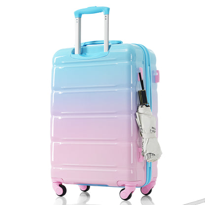 Luggage Set of 3, 20-inch with USB Port, Airline Certified Carry-on Luggage, ABS+PC Hard Shell Luggage with Spinner Wheels, light blue and pink image 6