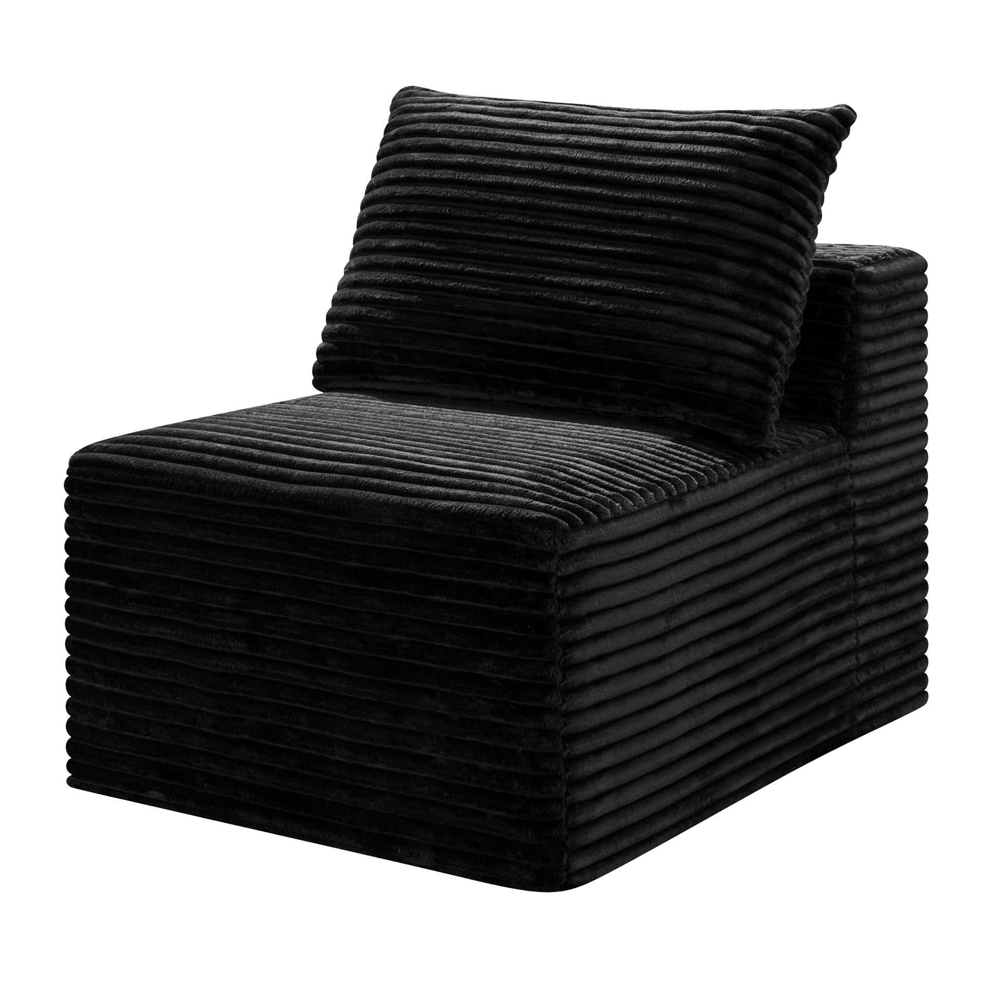 Black Corduroy Modular Compression Sofa, Legless Floor-Hugging Armless Accent Chair for Living Room Bedroom image 10