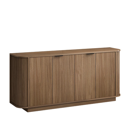 63"Wavy Storage Sideboard, Double-Door Buffet Cabinet with Adjustable Shelves, Suitable for Kitchen, Living Room, Hallway - Versatile Storage (Brown) image 8