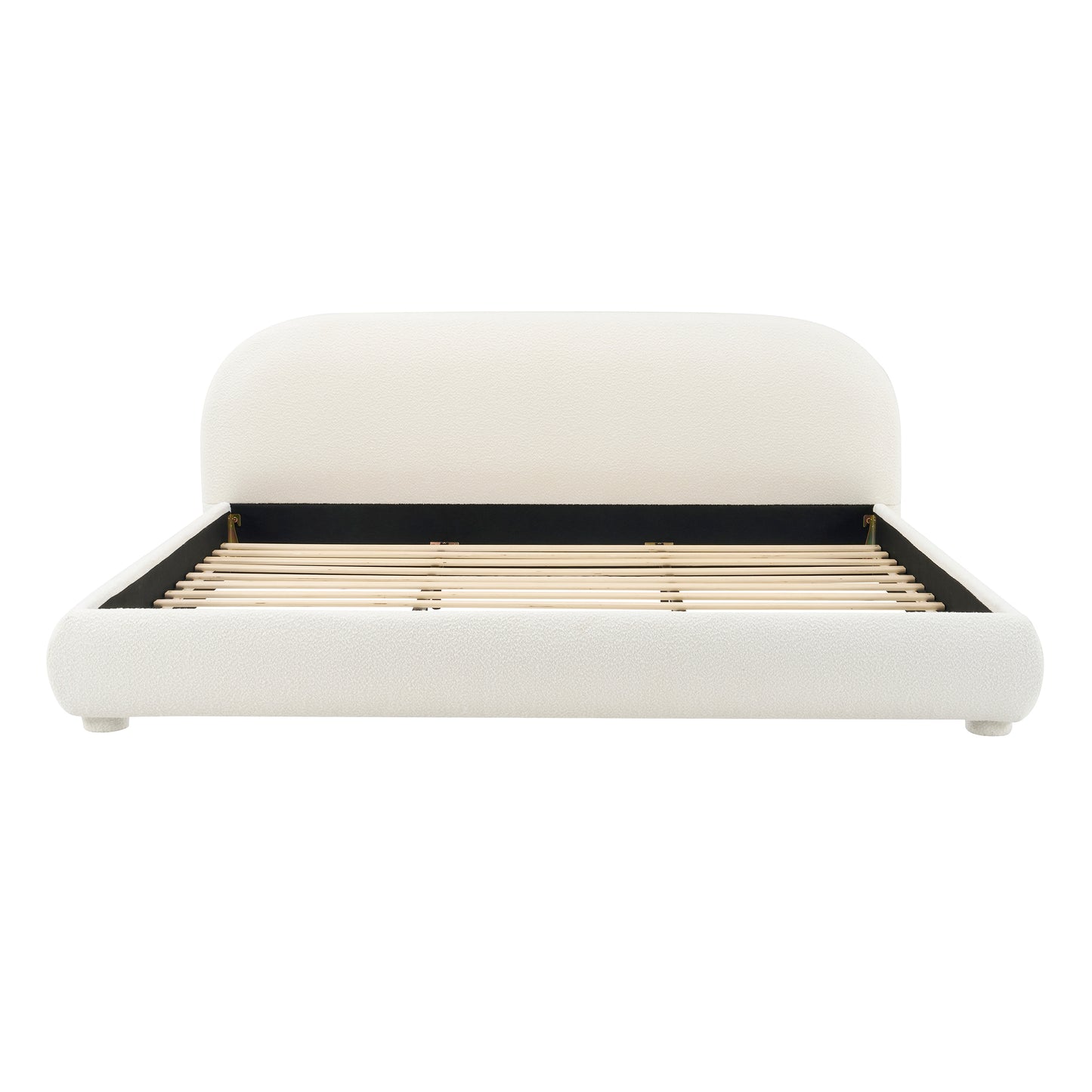 Cream Style Fabric Upholstered Bed, Simple Modern Bedroom Double Bed,King image 5