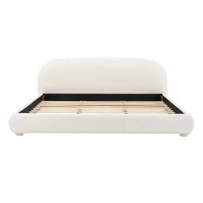 Cream Style Fabric Upholstered Bed, Simple Modern Bedroom Double Bed,King image 5