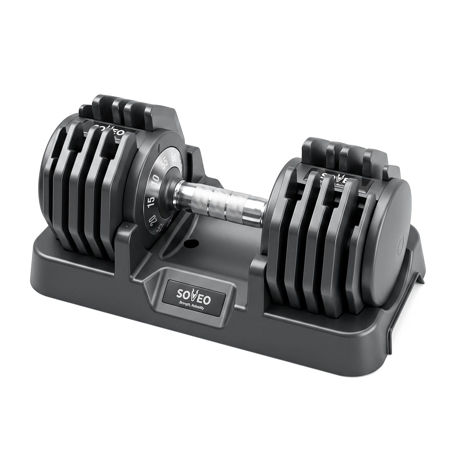 Adjustable Dumbbell, 5-55 LBS Quick-Select Weight Dumbbell with Non-Slip Grip & Base, for Home Gym Strength Training image 1