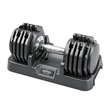 Adjustable Dumbbell, 5-55 LBS Quick-Select Weight Dumbbell with Non-Slip Grip & Base, for Home Gym Strength Training image 1