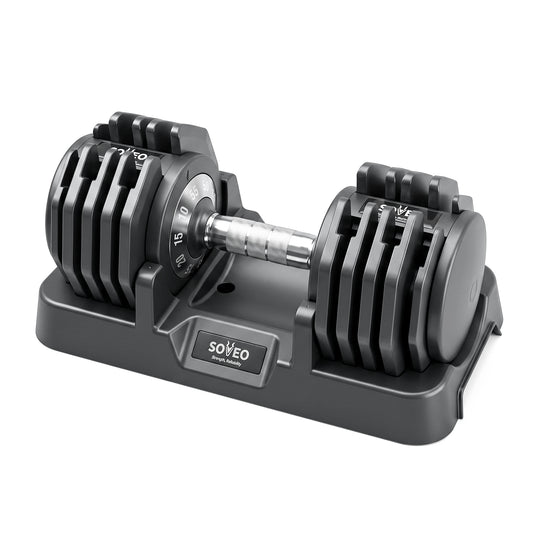 Adjustable Dumbbell, 5-55 LBS Quick-Select Weight Dumbbell with Non-Slip Grip & Base, for Home Gym Strength Training image 1