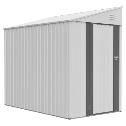 White 4' x 7' Lean-To Storage Shed, Heavy-Duty Metal Outdoor Garden & Bike Shed with Lockable Door, Easy Assembly Backyard Storage Solution image 10