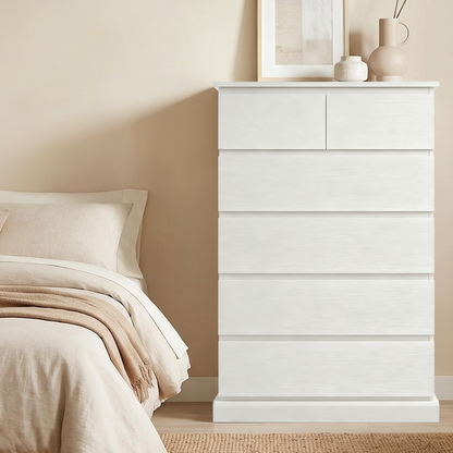 6 Drawers Dresser for Bedroom, Tall Dresser for Bedroom, Modern Chest of Drawers with Concealed Handles, Vertical Wood Storage Cabinet for Bedroom, Living Room, Entryway, White image 1