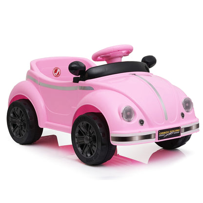 12V Kids Ride On Car W/2.4G RC,Classic Vintage Rounded Styling & Anti-Tip Design,Bright LED Front Headlights,Adjustable Speed,Multifunctional Steering Wheel,USB & Bluetooth,Suitable for Kids Aged 2-4 image 10