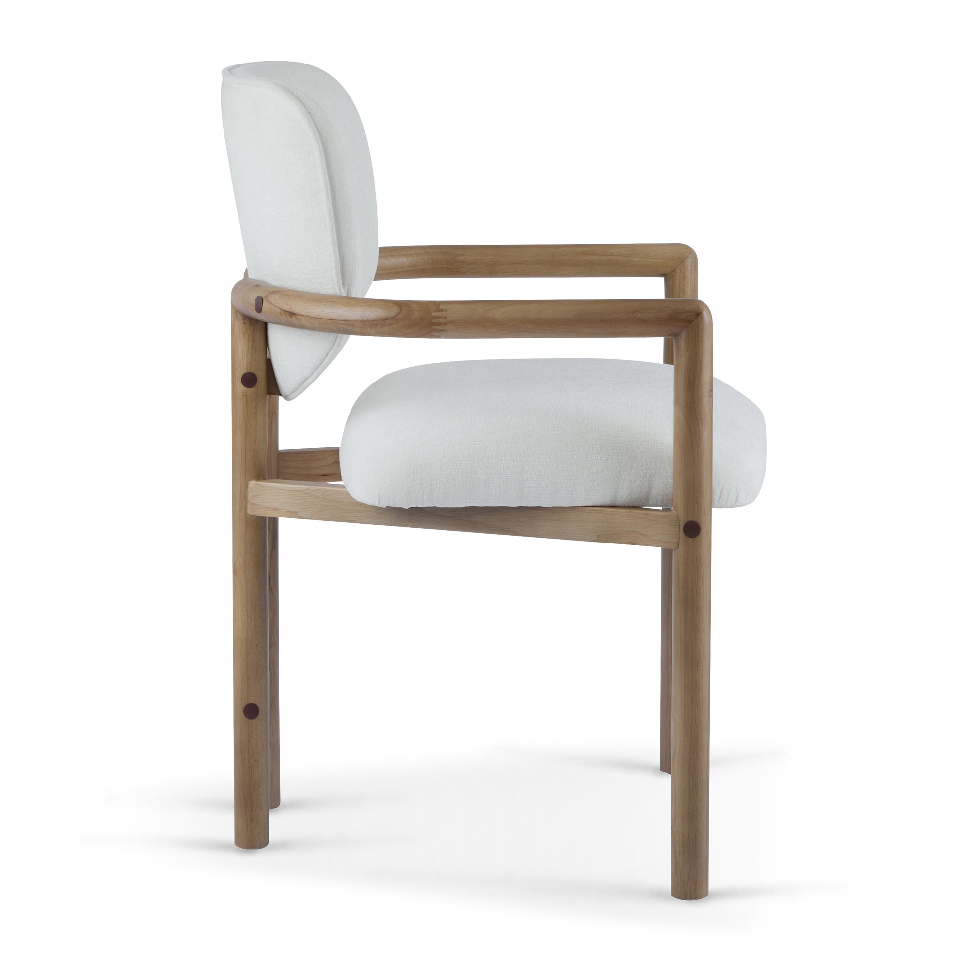 Dining Chairs Set of 2 Upholstered Arm Chairs, Rubber Wood Accent Chairs White Fabric Seating, 300 LBS Weight Capacity image 9