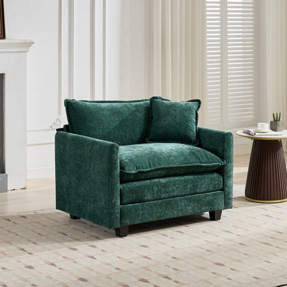 Cloud Sofa one Seat (Armrests are not included), Modern Sectional Couch, for Living Room Bedroom and Apartment, Comfy Double Layer Upholstered Seat Cushion, Breathable Chenille Fabric, Green image 3